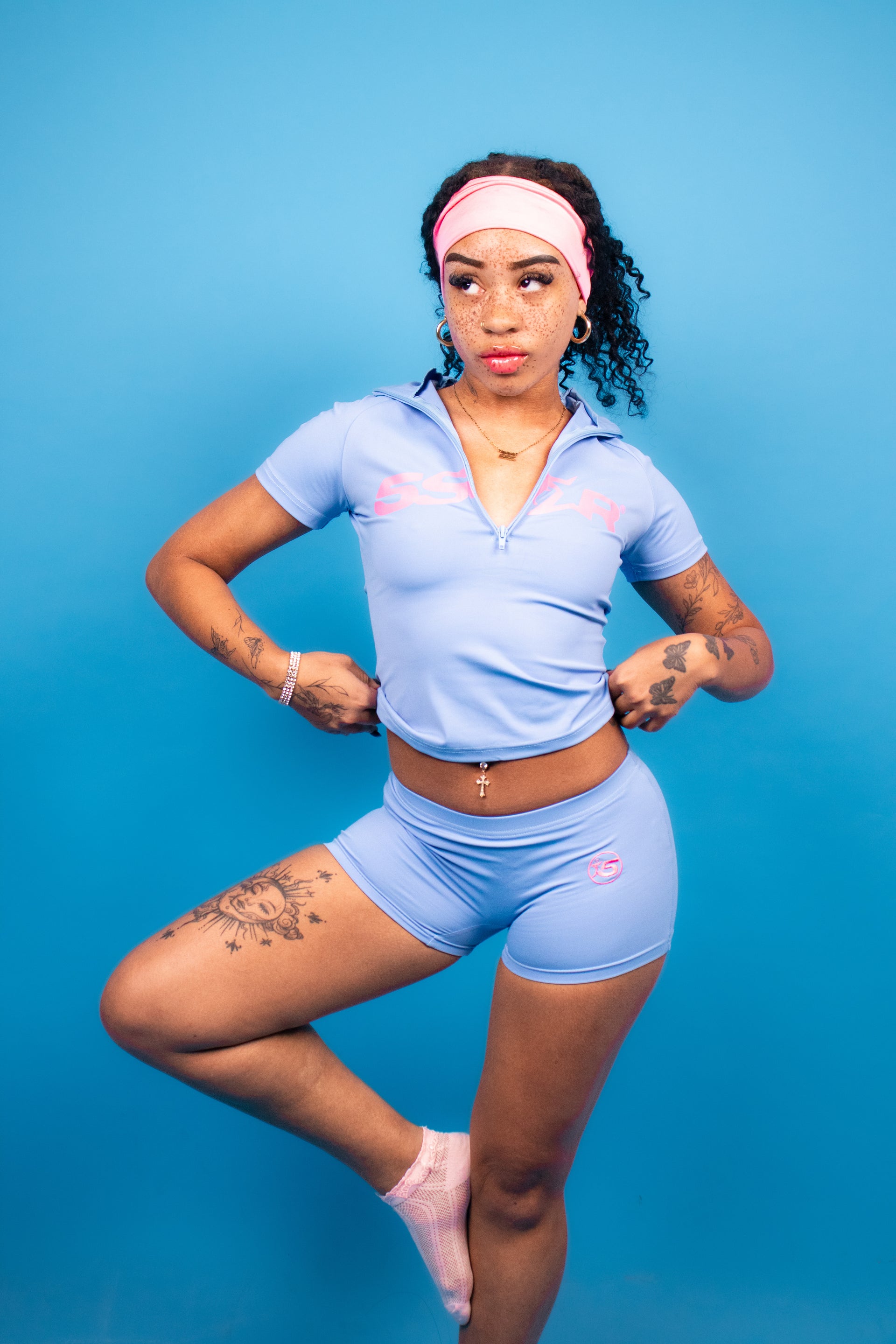 5STAR TWO PIECE SHORTSEELVE SET BLUE